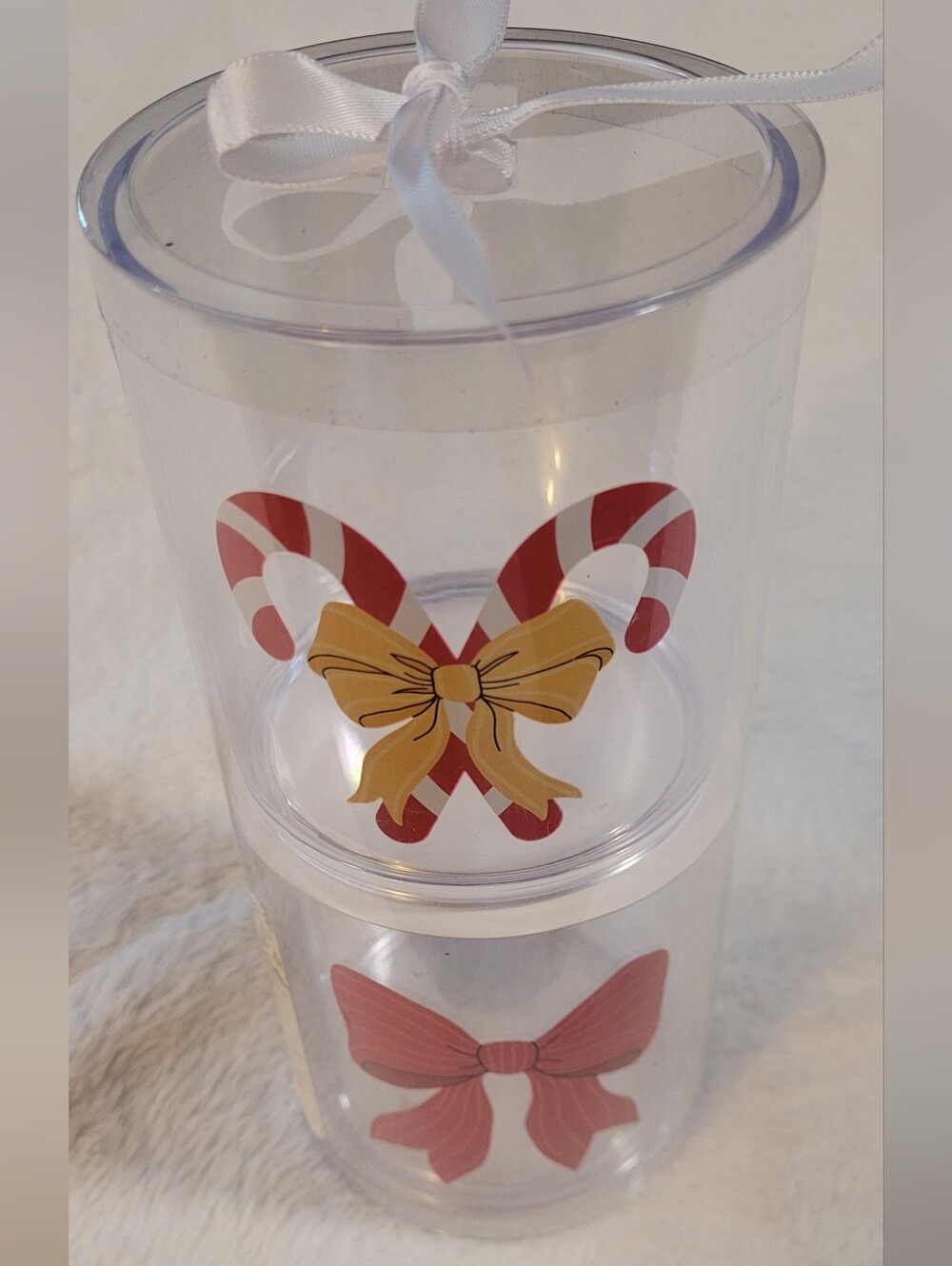 Clear Candy Cane And Bow Christmas Cups- BPA Free